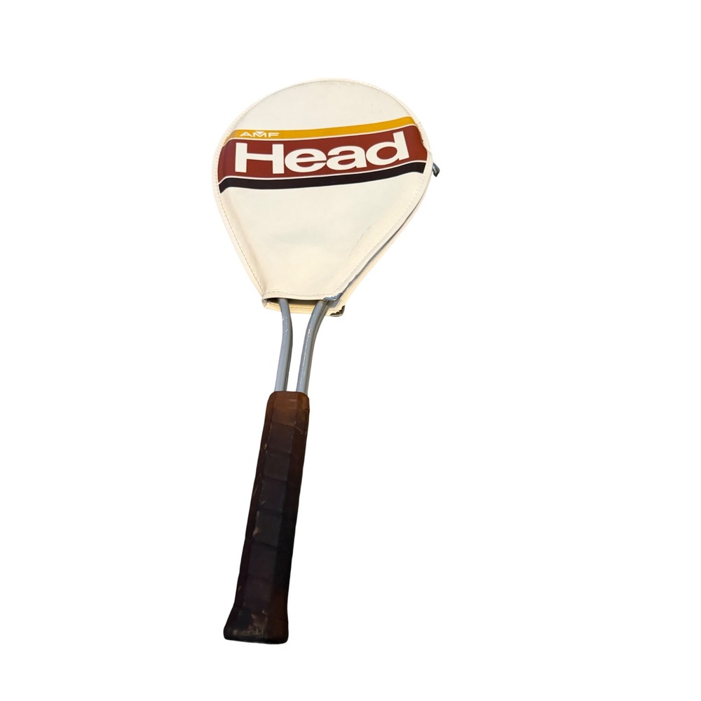 Vintage AMF Head Aluminum Tennis Racquet with Original Head Cover Brown Silver